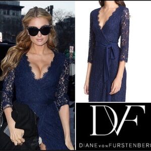 Diane Von Furstenberg Julianna Navy Lace Maxi Dress - NWT